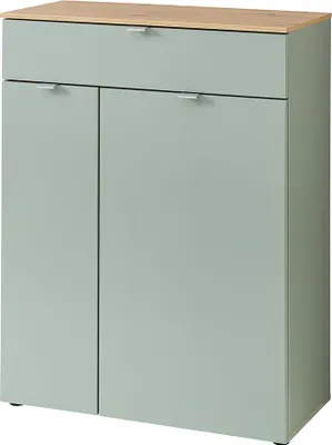 Produktbild von Flur Kommode mit Schubkasten grün matt mit Eiche BLISS-36