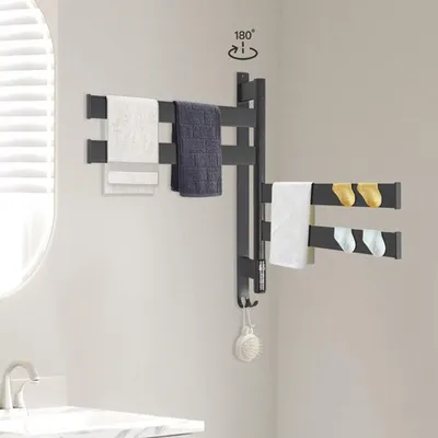 Produktbild von Elektrischer Handtuchwärmer für das Badezimmer - 90 Watt - Edelstahl - Wandmontage - Weiß