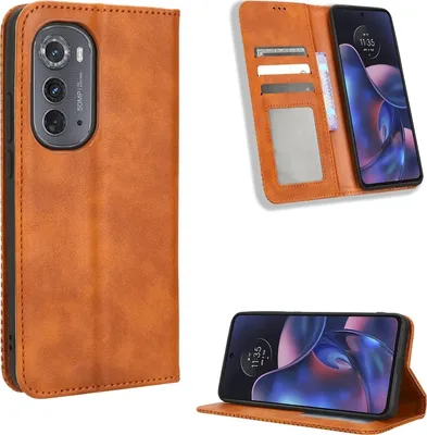 Produktbild von Mobigear Sensation  Motorola Edge (2022) Hülle Klapphülle Geldbörse - Braun
