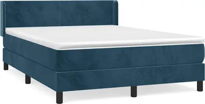 Produktbild von vidaXL Boxspringbett mit Matratze Dunkelblau 140x200 cm Samt