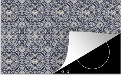 Produktbild von KitchenYeah© Herdabdeckplatte Mandala - Blau - Muster , 80x52cm, Küche Deko, Glaskeramikkochfeld Herdabdeckung, Abdeckplatte fùr Kochfeld