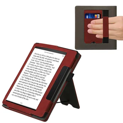 Produktbild von kwmobile Schutzhülle kompatibel mit Amazon Kindle Oasis 10. Generation Flip Hülle - Cover mit Handschlaufe - Herz Brush Dunkelrot