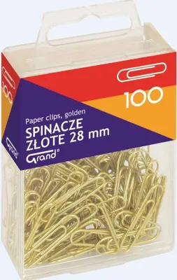Zdjęcie produktu dla Grand Spinacze Złote 100 Szt. - Biuro, Szkoła