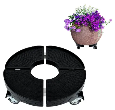 Produktbild von Pflanzenroller Rund 39-52 cm Einstellbar mit Rollen, Schwarz