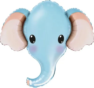 Productafbeelding van Folievuilballon - Olifant, olifantenhoofd, blauw, 60 cm, Flexmetal