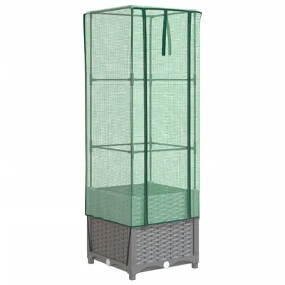 Obrázek produktu pro Vyvýšený záhon se skleníkem ratanový vzhled 40 x 40 x 139 cm
