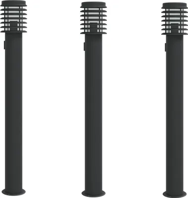Produktbild von Wegeleuchten mit Steckdose 3 Stk. Schwarz 110 cm Edelstahl
