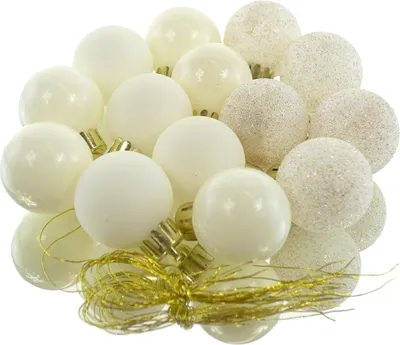 Immagine prodotto di Baubles di Natale in plastica 3cm set di 14 - lana bianca