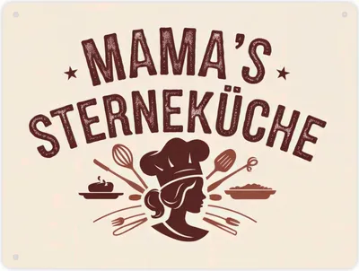 Produktbild von Mama´s Sterneküche Souvenir Metallschild XL in 21x28 cm für Hobbyköche und