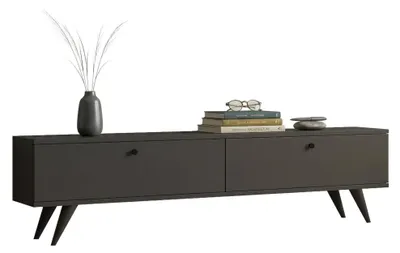 Produktbild von Atestino - TV-Möbel, 160x25x40h cm, Schwarz Anthrazit, 2 Fächer