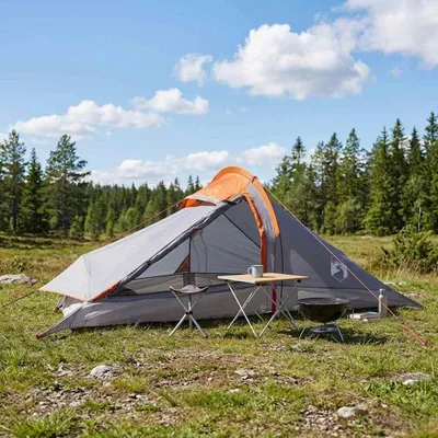 Produktbild von Möbel Trekkingzelt Grau und Orange 2-Personen - Campingzelte CC2124