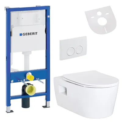 Produktbild von Hansgrohe EluPura S Wand-WC Komplettset mit Softclose Deckel Geberit UP100 Vorwandelement Sigma25 Betätigungsplatte Schallschutz