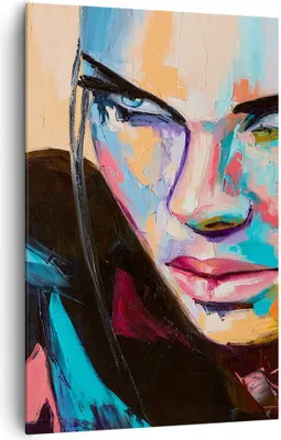 Produktbild von Bild auf Leinwand - Leinwandbild - Einteilig - Frau Emotionen Gesicht Mehrfarbig - 80x120cm - Wand Bild - Wandbilder - Leinwanddruck - Wanddekoration - Leinwand bilder - Wandbild - PA80x120-2930