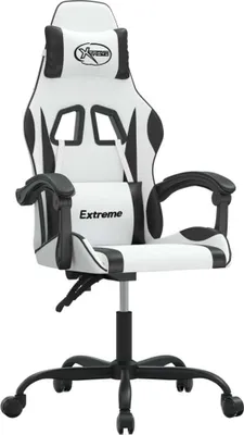 Produktbild von Gaming-Stuhl Drehbar Weiß und Schwarz Kunstleder