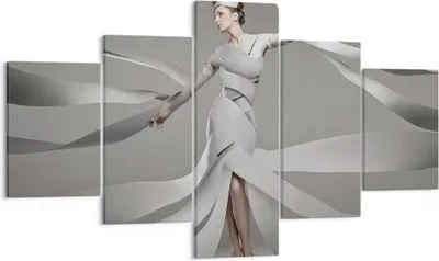 Produktbild von Bild auf Leinwand - Leinwandbild - Frau Modell Streifen Emotionen - 125x70cm - Wand Bild - Wanddeko - Leinwanddruck - Bilder - Kunstdruck - Wanddekoration - Leinwand bilder - Wandkunst - EA125x70-2612