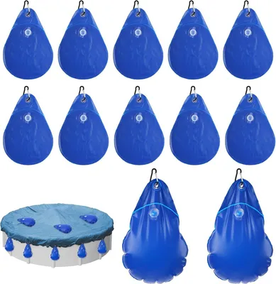 Produktbild von Schwimmbadabdeckungs-Gewichte, 12 Stück - Auslaufsichere Wasserbeutel - Frostschutzhaken - PVC - 34 x 24,5 cm - Für Schwimmbadabdeckungssets - Schwimmbadgewichte