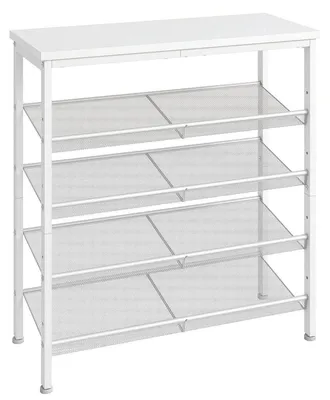 Produktbild von Schuhregal 5-stöckig Metallgitter verstellbar 75 x 30 x 81 cm Weiß