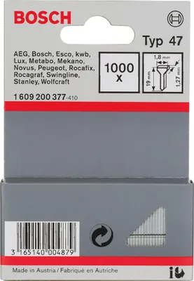 Zdjęcie produktu dla Zszywka typu 47, 1,8 x 1,27 x 19 mm, opakowanie 1000 sztuk