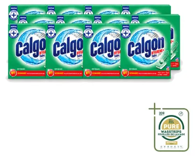 Productafbeelding van 12 x Calgon wasmachinereiniger tabletten - Bescherming tegen kalkaanslag - Voorraadverpakking - 12 stuks