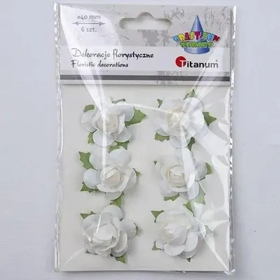 Zdjęcie produktu dla Papierowe róże na druciku 40mm białe 6szt. - Titanum