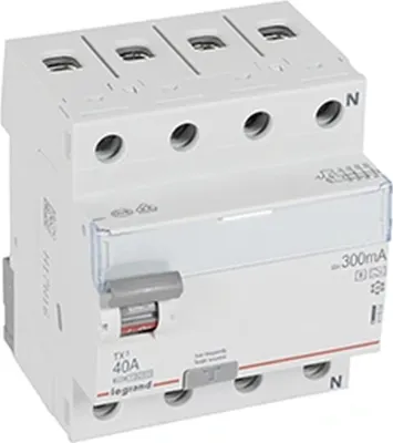 Image de Disjoncteur différentiel Legrand, type A/S, 10 kA, 40 A, 4 pôles, 300 mA, 1 pièce.