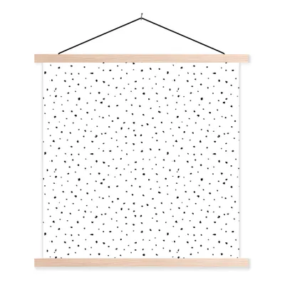 Produktbild von MuchoWow® Textilposter Polka dots - Design - Schwarz - Weiß 40x40 cm mit holzfarbenen Rahmen - Posterleiste