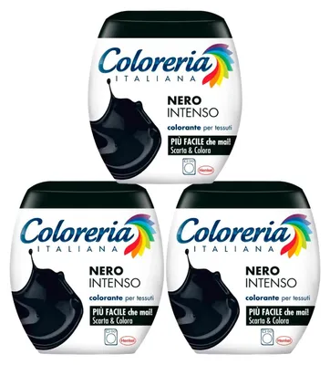 Produktbild von GREY Coloreria Italiana Textilfarbe für Waschmaschinen, kräftiges Schwarz, belebt oder verändert die Farbe der Kleidungsstücke – 3 Packungen Einzeldosen