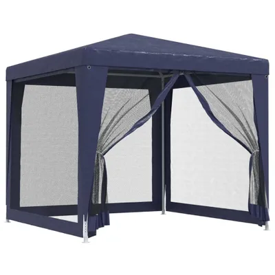 Produktbild von Partyzelt mit 4 Mesh-Seitenwänden Blau 2,5x2,5 m HDPE