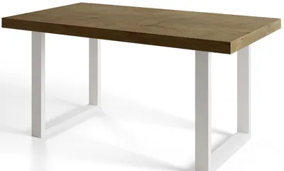 Produktbild von Esstisch Ausziehbar Loft-U, Moderner Wohnzimmertisch 160-260x90x77 cm, Lefkas  mit Metallbeinen in Weiß