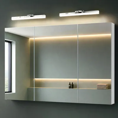 Produktbild von Mai & Mai Spiegelschrank mit 2 Spiegellampen Badezimmerschrank BxTxH 120x15x70cm Spiegelleuchte 180° Drehbar LED Badlampe 40cm