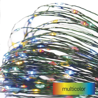 LED vánoční nano řetěz zelený, 7,5 m, venkovní i vnitřní, multicolor, časovač