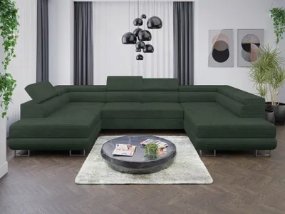 Produktbild von Sofa Couchgarnitur Sofagarnitur ALMA U im Cord Stoff mit Schlaffunktion und Bettkasten Wohnlandschaft Couch Polsterecke Eckcouch Polstergarnitur