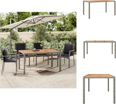 Immagine prodotto di vidaXL Tavolo da giardino con piano in legno in poly rattan grigio e legno massiccio di acacia - Tavoli da giardino