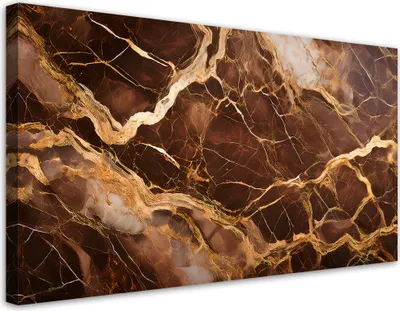 Immagine prodotto di Quadro su tela Marmo marrone con oro Astratto 100x50 Feeby Quadro marrone per la parete pronto da appendere