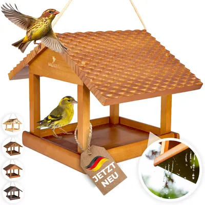 Produktbild von Vogelhaus aus Holz wetterfest | Futterhaus für Wildvögel zum Aufhängen für Garten & Balkon