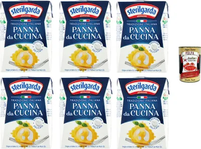 Produktbild von Sterilgarda Panna da Cucina, Italienische Kochsahne, 6 x 200 ml Packung, Tradizione Italiana, + Italian Gourmet polpa 400g