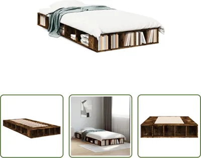 Produktbild von The Living Store Bettgestell Räuchereiche 90x190 cm Holzwerkstoff