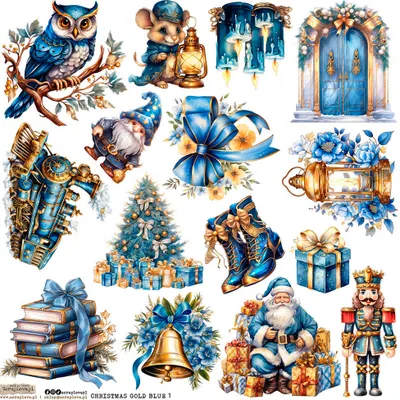 Obrázok produktu pre AUFKLEBER - ScrapLove - Christmas Gold Blue 1 - Christmas Gold Blue 1