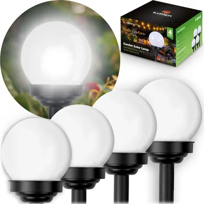Obrázek produktu pro Solární lampa, bílá koule, 4 ks Ilumen LS-102