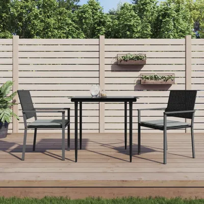 Produktbild von Maison Exclusive - Gartenstühle mit Kissen 2 Stk. Schwarz 54x62,5x89cm Poly Rattan