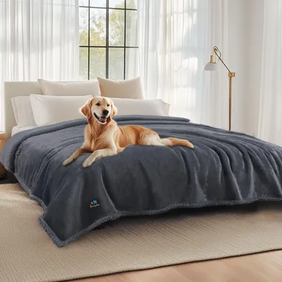 Wasserdichte Hundedecke, Fleece, waschbar, Dunkelgrau, 208x254 cm