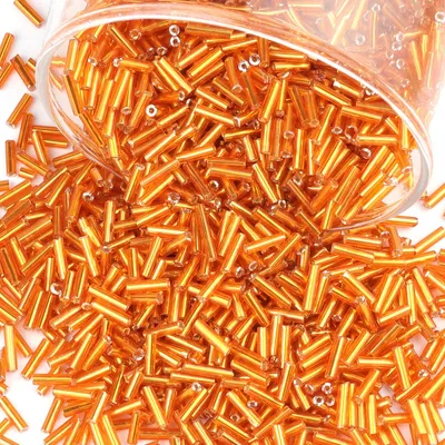 4000 Röhrenperlen, 7 x 2 mm, Glasperlen, orange, für DIY-Schmuck