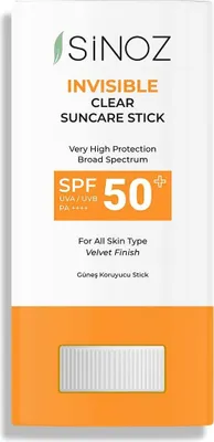 Produktbild von Sinoz Invisible Clear Suncare Stick SPF 50+ – Feuchtigkeitsspendende und beruhigende transparente Sonnenschutzcreme mit hohem Schutzfaktor, 15 g