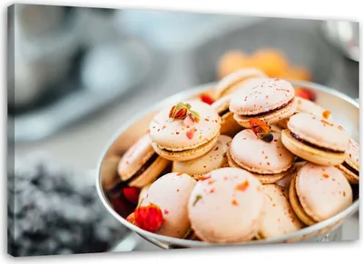 Produktbild von Leinwandbild rosen-macarons 100x70 cm Feeby farbe wandbild bereit zum aufhängen