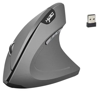 Obrázok produktu pre HXSJ T24 2,4 GHz bezdrôtová myš – vertikálna ergonomická myš s USB prijímačom, náhrada pre notebooky a Macbooky, sivá