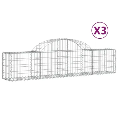 Produktbild von vidaXL Gabionen mit Hochbogen 3 Stk. 200x30x40/60 cm Verzinktes Eisen