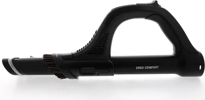 A black vacuum cleaner handle with a brush attachment is shown against a white background.