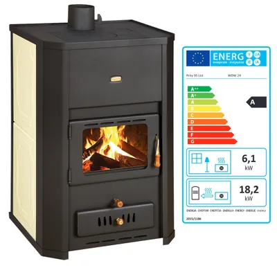 Produktbild von Holzofen PRITY WD W24 mit Wasserwärmetauscher Zentralheizung Ofen - 24.3 Kw