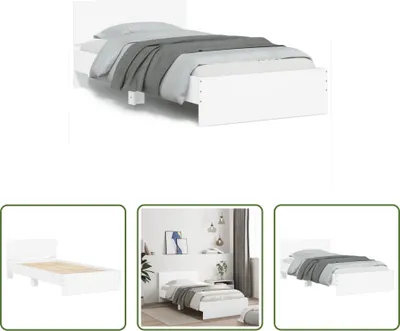 Productafbeelding van Living Store bedframe met hoofdeinde, wit, 100x200 cm, houtvezel