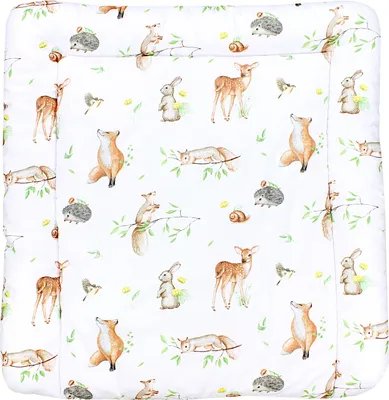 Produktbild von TupTam Baby Wickeltischauflage mit Baumwollbezug Gemustert, Farbe: Waldtiere/ Igel/ Reh/ Fuchs/ Kaninchen/ Beige, Größe: 70 x 60 cm